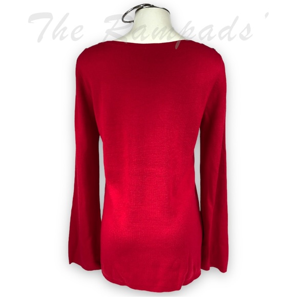 Ann Taylor Red Long-sleeve Top Size Women’s Medium - Picture 3 of 8